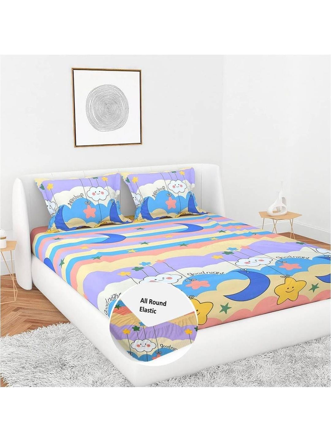 Filymore Multicoloured Cartoon Characters Bedsheet with 2 Pillow Covers-image-30