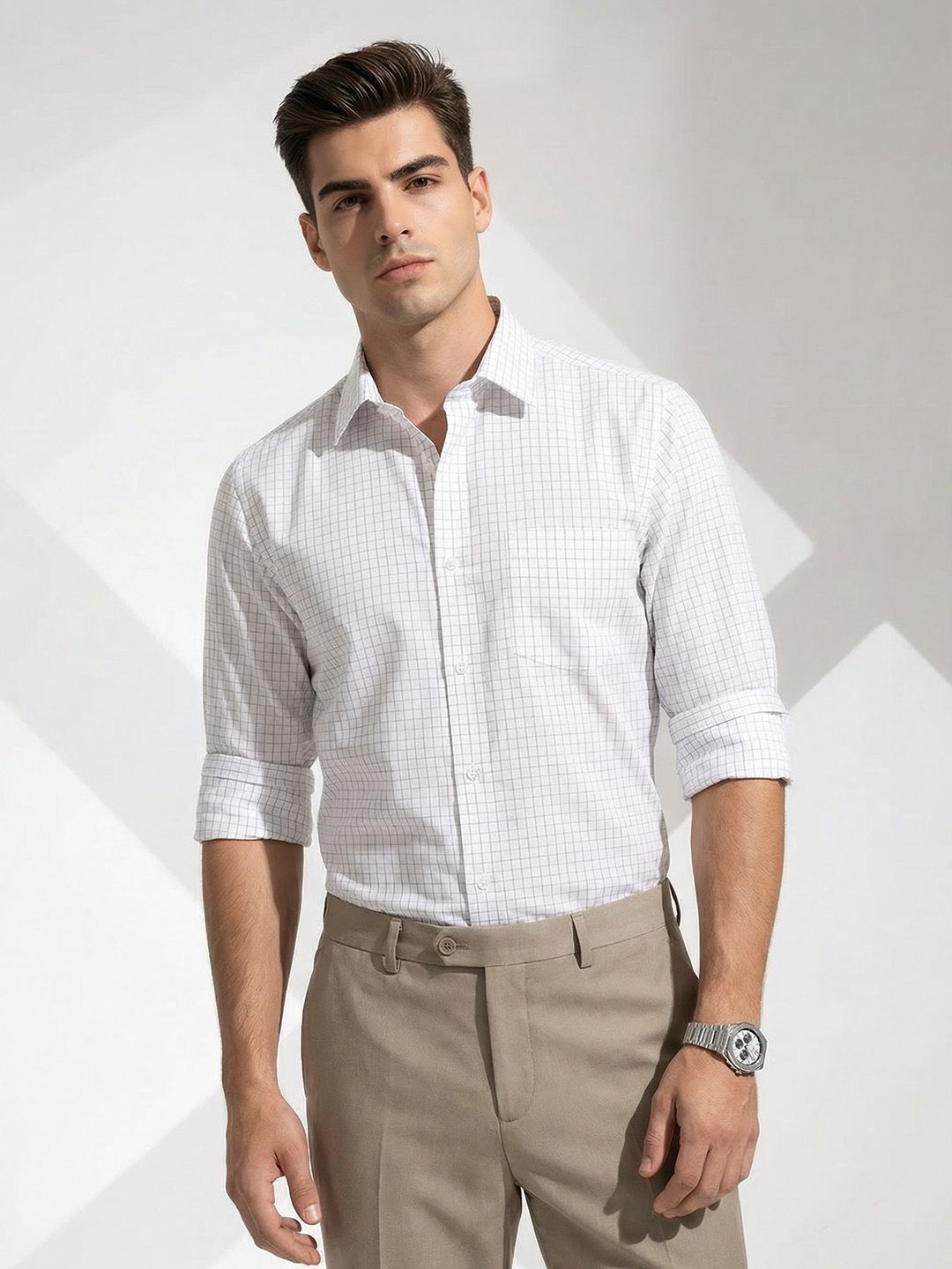 INVICTUS Checked Slim Fit Formal Shirt-image-9
