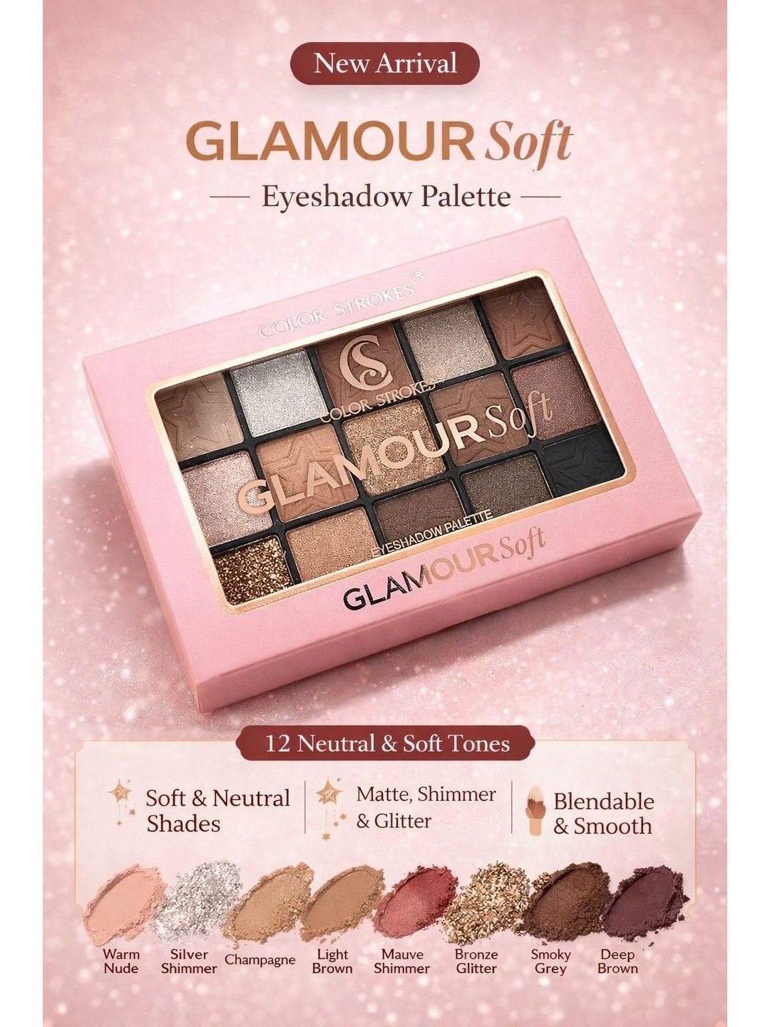 color strokes 15 Shades Rosy Glamour Soft Eyeshadow - Glamour-B-image-21
