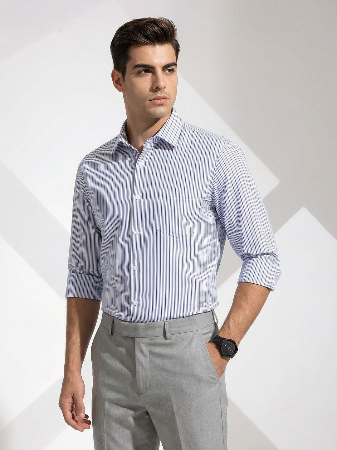 INVICTUS Striped Slim Fit Formal Shirt-image-9
