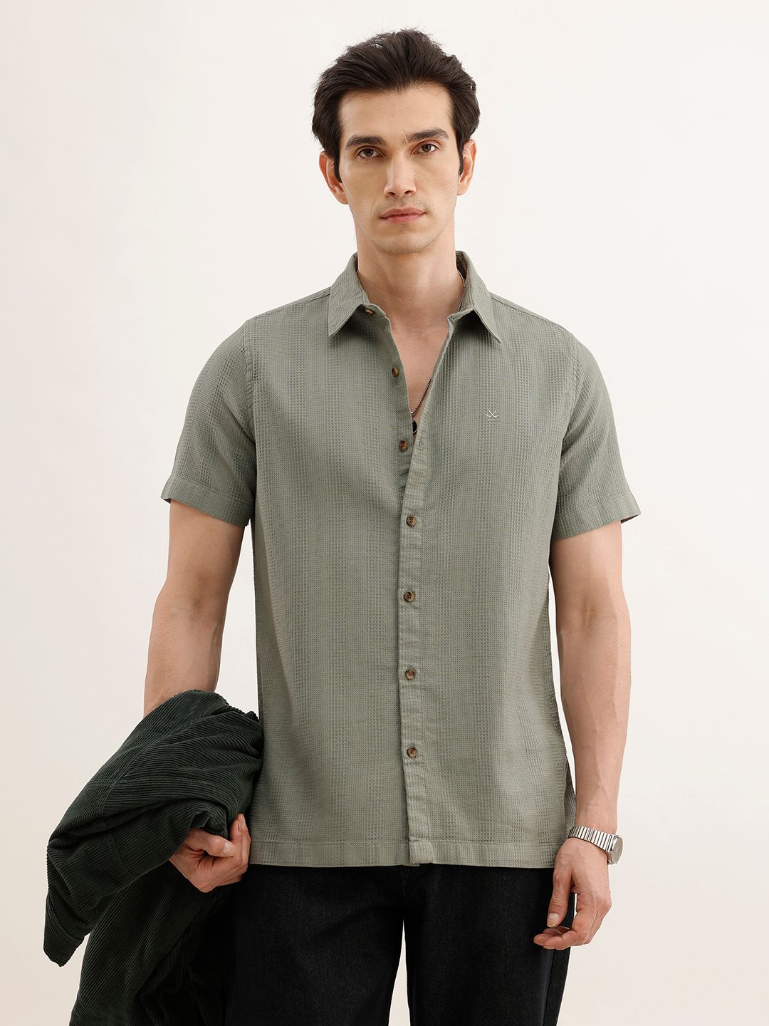 WROGN Men Slim Fit Self-Design Pure Cotton Casual Shirt-picture-37