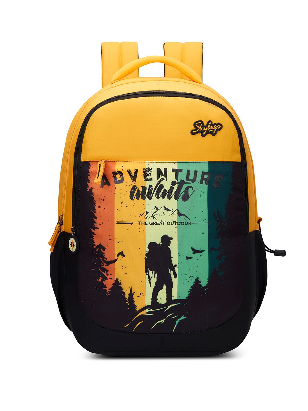 Skybags Unisex Klan Adventure Yellow School Backpack 3 Compartments & Pencil Pouch - 37L-image-36