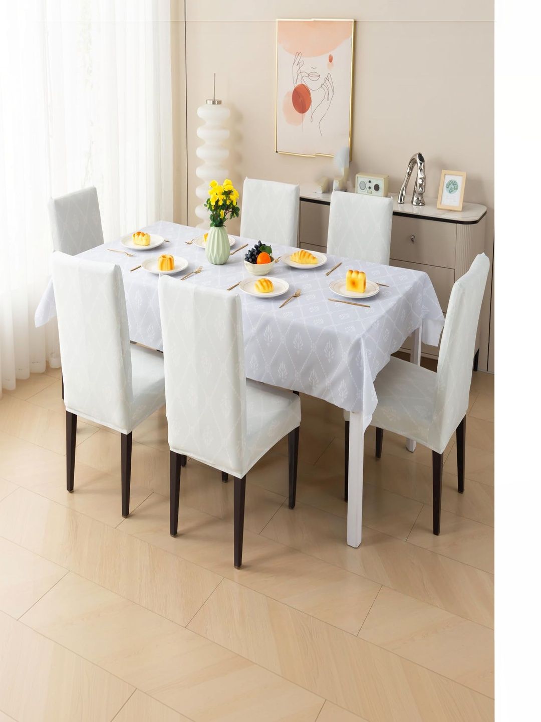 HOUSE OF QUIRK Table Cover Waterproof for Kitchen Dining 1 Table Cover & 6 Chair Cover-picture-38