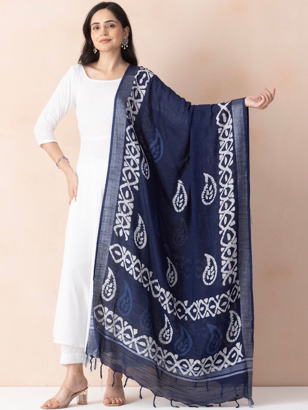 A R SILK DUPATTA HUB Woven Design Block Print Dupatta-image-7