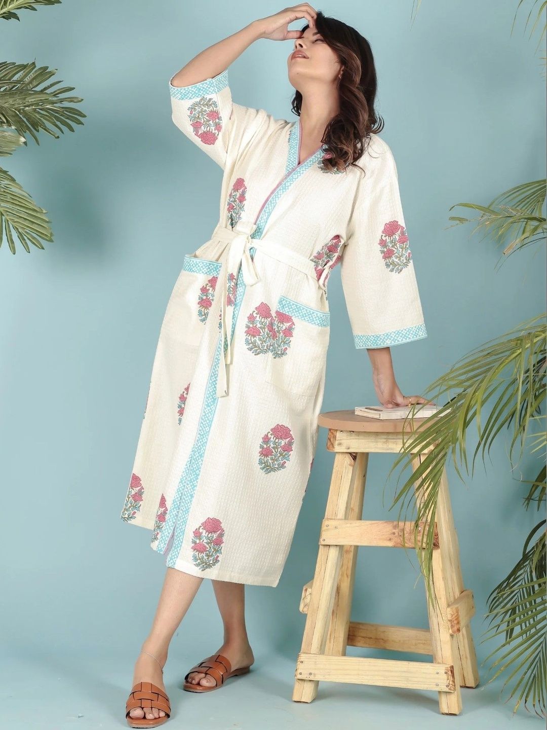 Gulaab Jaipur Printed Cotton Bathrobe-picture-47