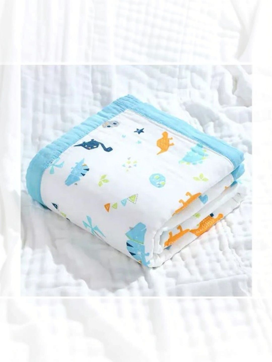 BABY MUSLIN Blue 1 Printed 500 GSM Bath Towel-image-18