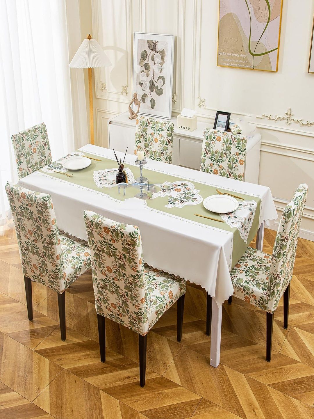 HOUSE OF QUIRK Table Cover Waterproof for Kitchen Dining 1 Table Cover & 6 Chair Cover-picture-42