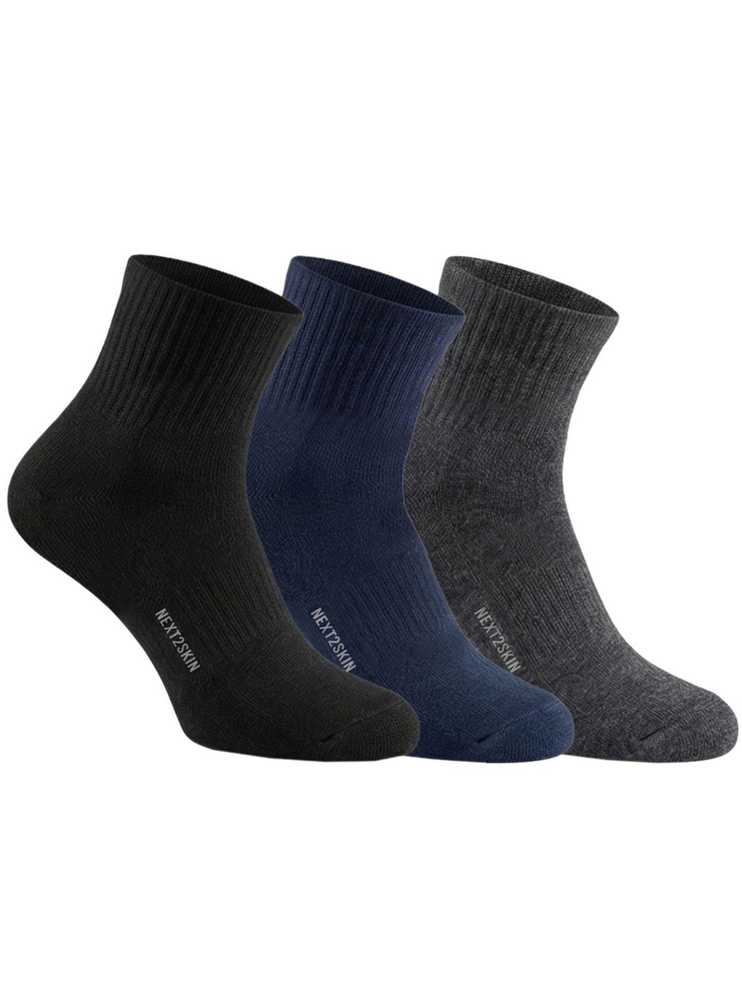 N2S NEXT2SKIN Men Pack of 3 Cotton Assorted Ankle Length Socks-picture-32