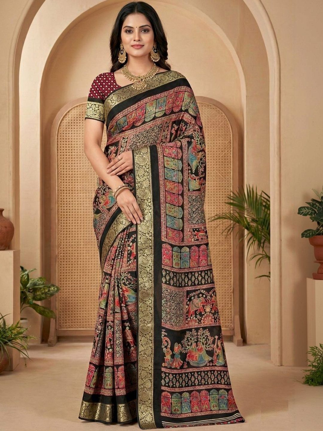 Sangria Printed Banarasi Sarees Blouse Piece-picture-24