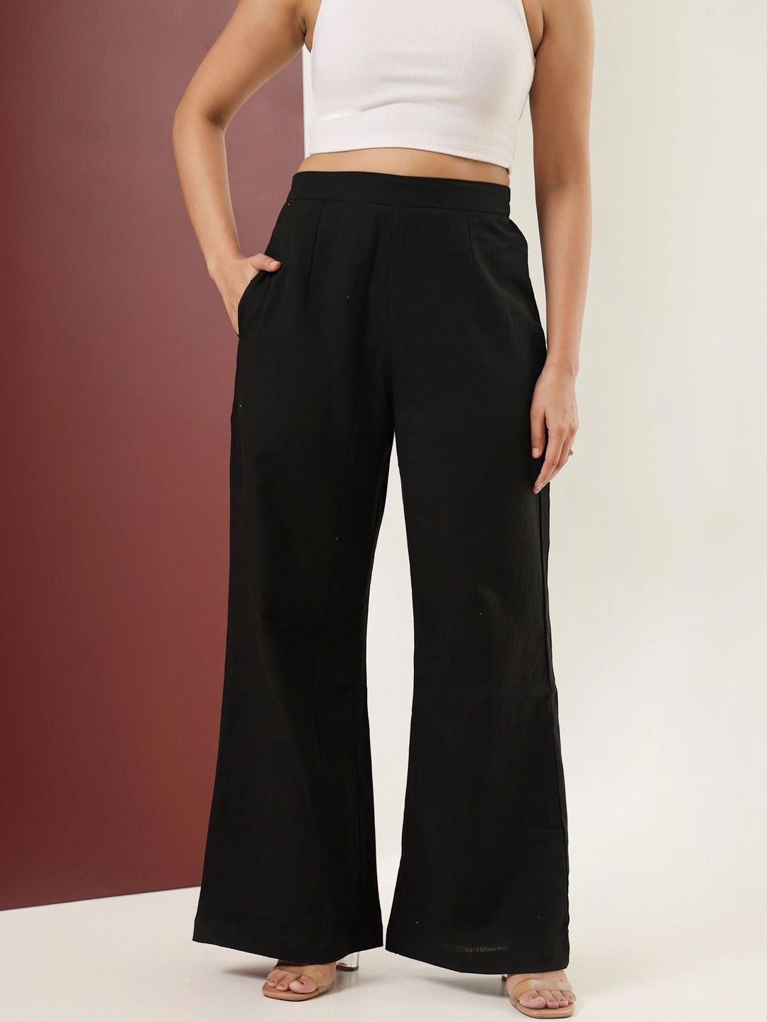 SUGNAA Women Flared High-Rise Trousers-picture-39
