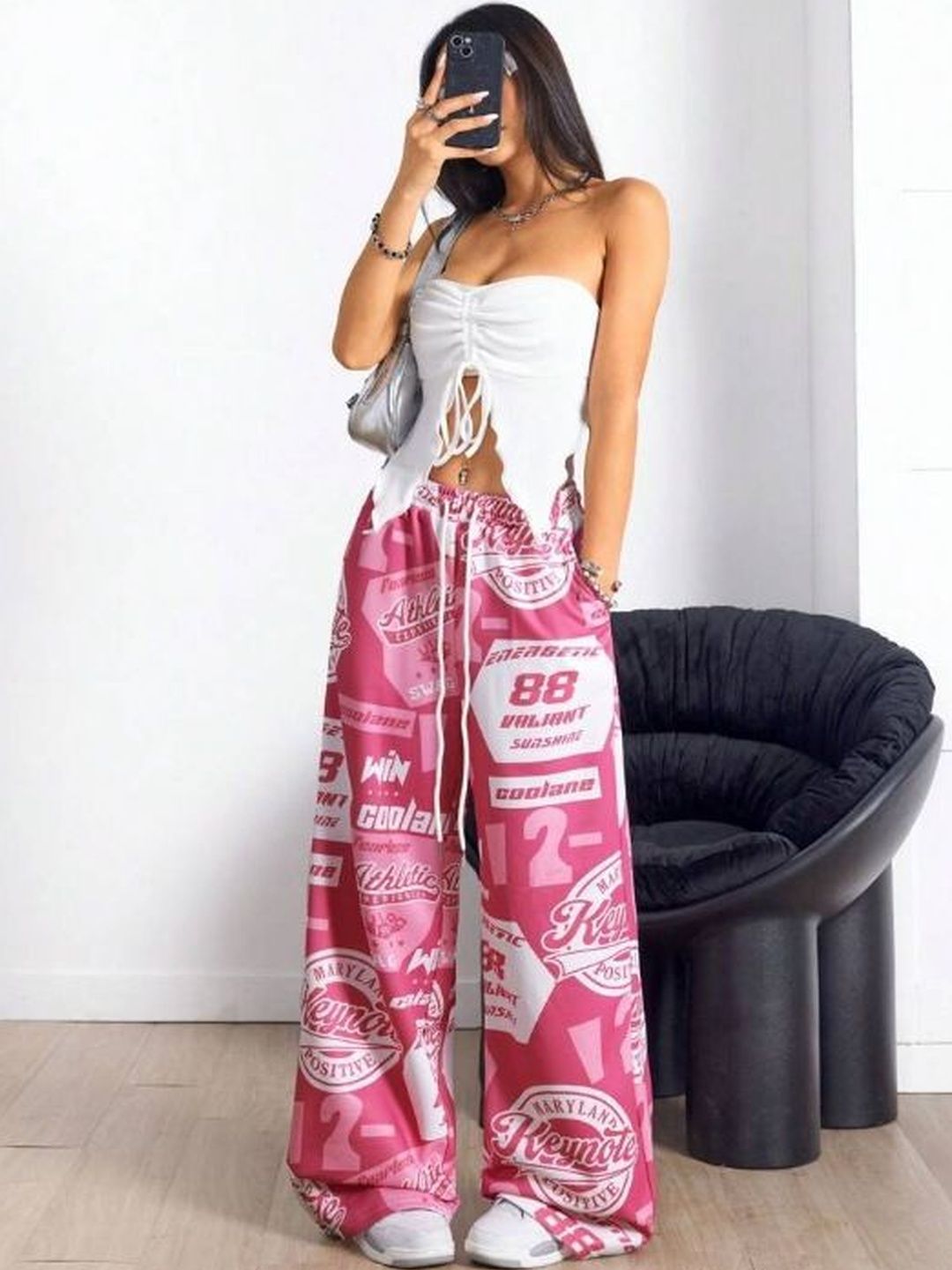 StyleCast x Revolte Women Printed Loose Fit Easy Wash Pleated Chinos Trousers-picture-38