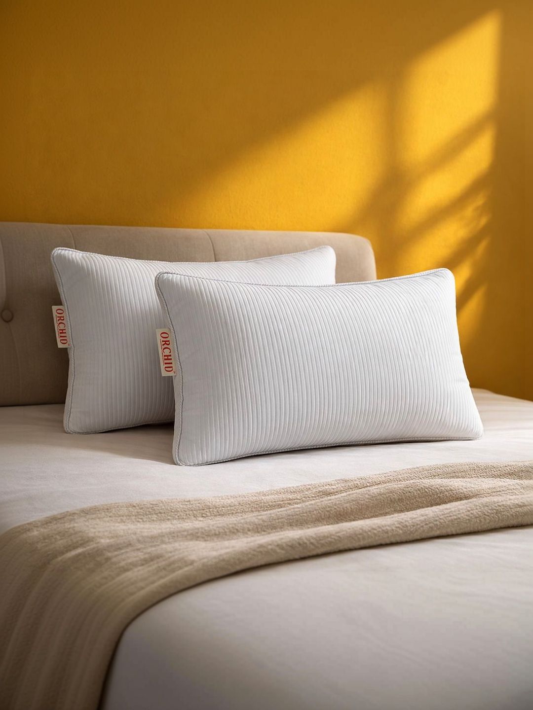 Orchid Pillows White Set of 2 Fibre Filled Cotton Ultra Soft Sleep Pillow-image-31