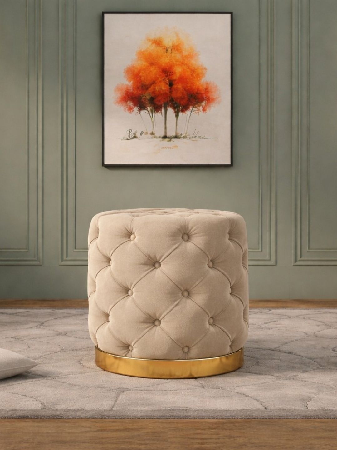 Horizontal Eight Beige Round Ottomans-picture-35