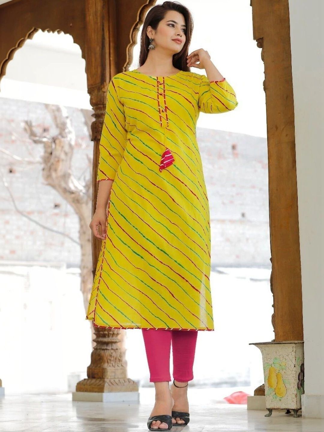 RILAKE Leheriya Printed Kurta-image-0