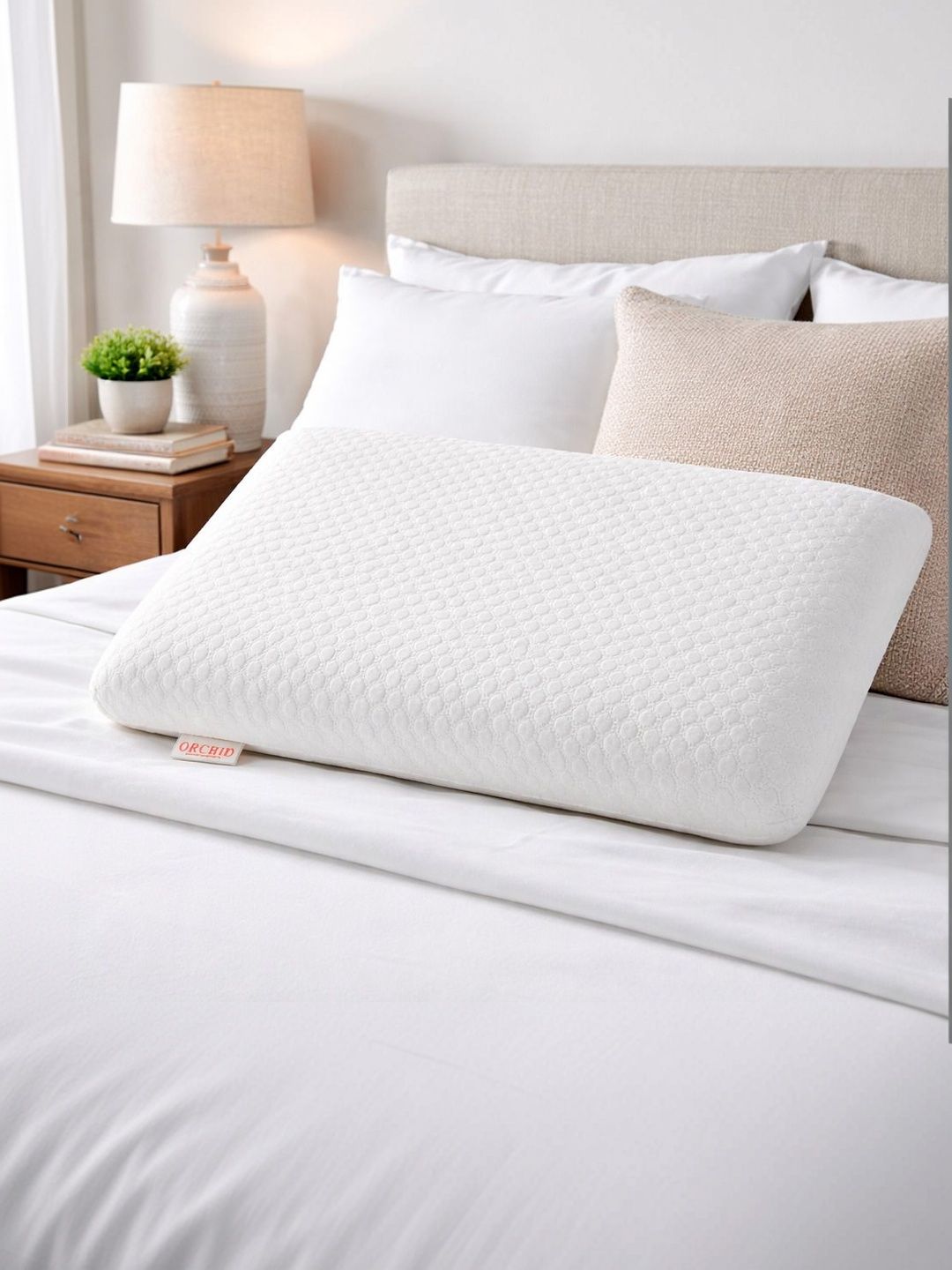 Orchid Pillows White Set of 4 Memory Foam Filled Cotton Ultra Soft Sleep Pillow-image-34