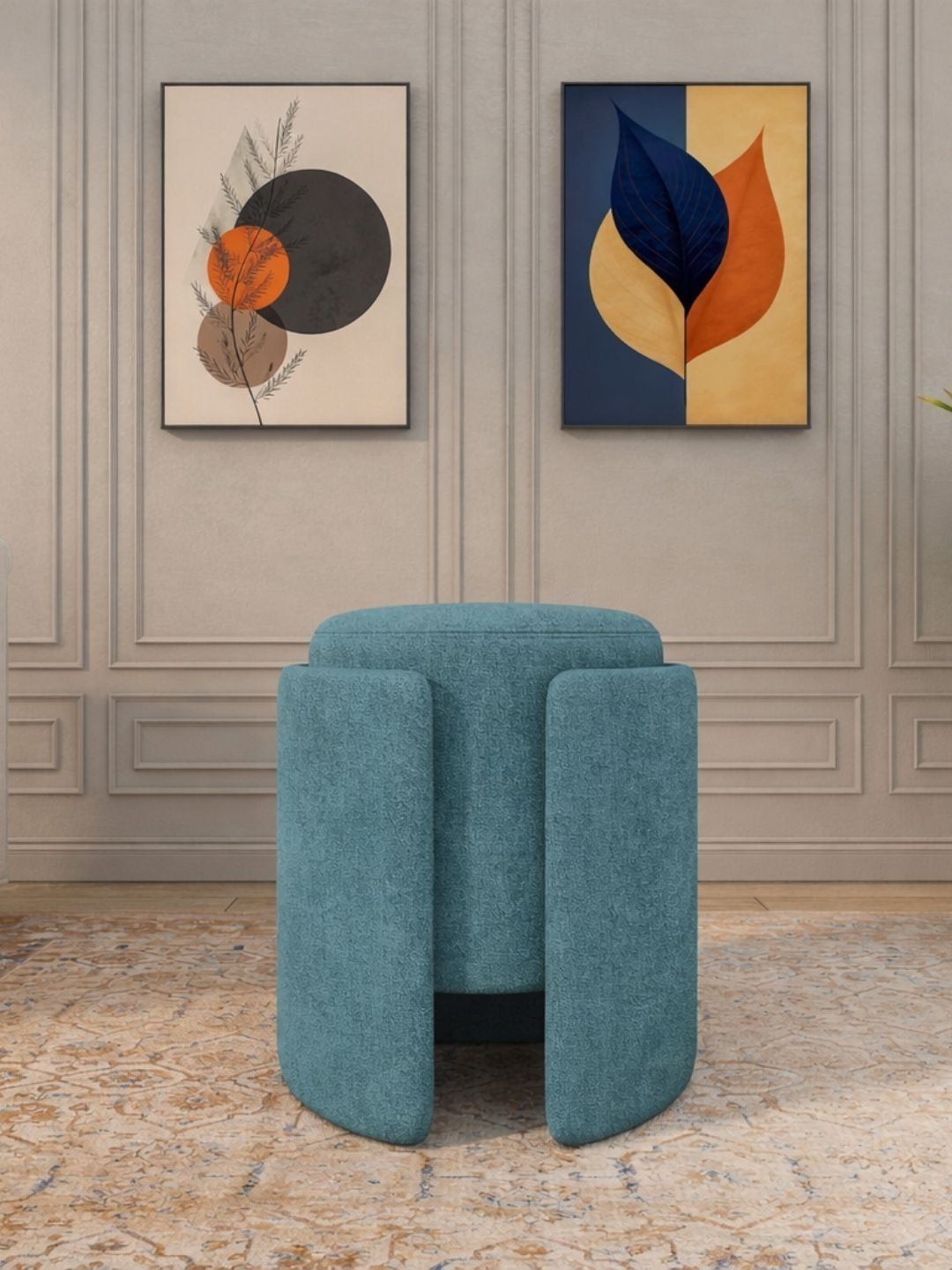 Horizontal Eight Blue Round Ottomans-picture-24