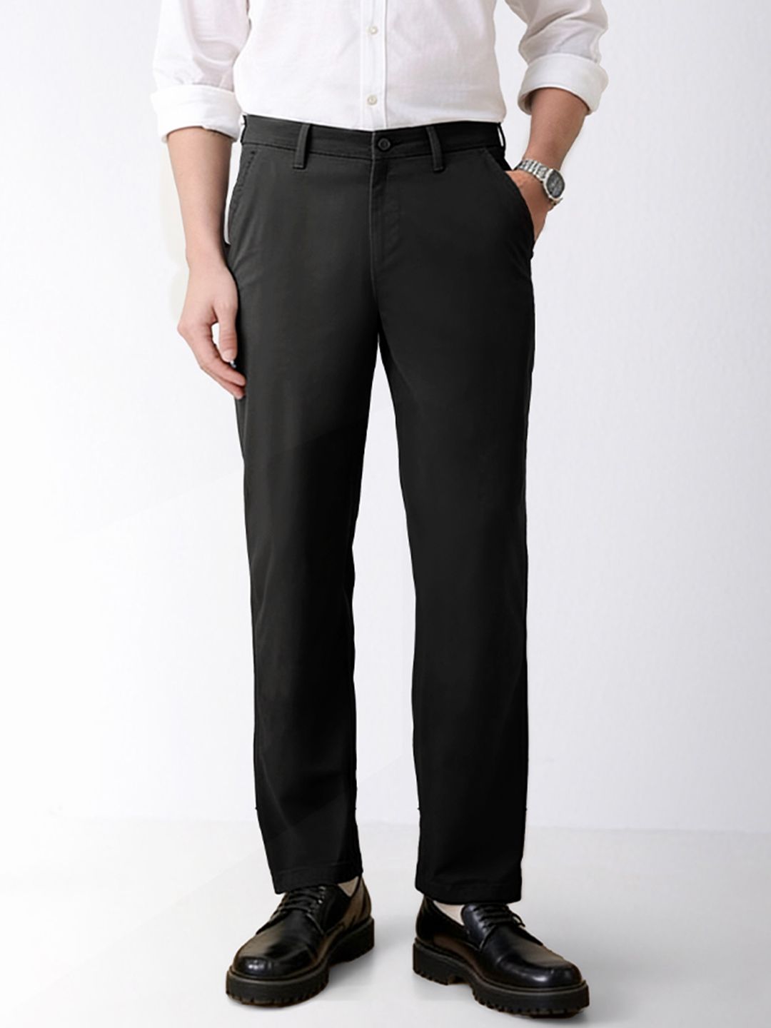 The Souled Store Men Classic Straight Fit Chinos Trousers-picture-10