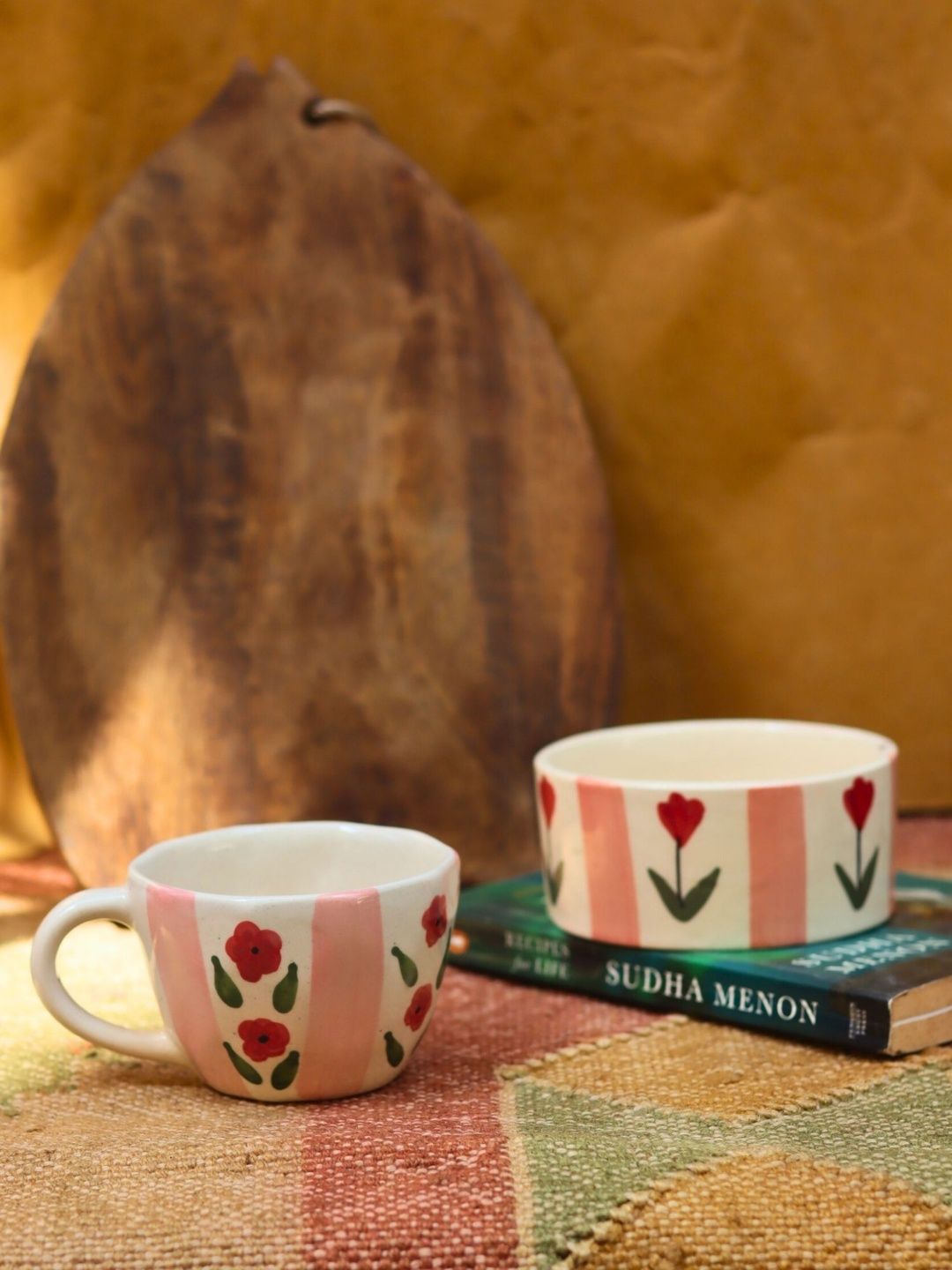 WEAVING HOMES Pink Handcrafted and Hand Painted Printed Ceramic Glossy Mugs Set of Cups and Mugs-image-39