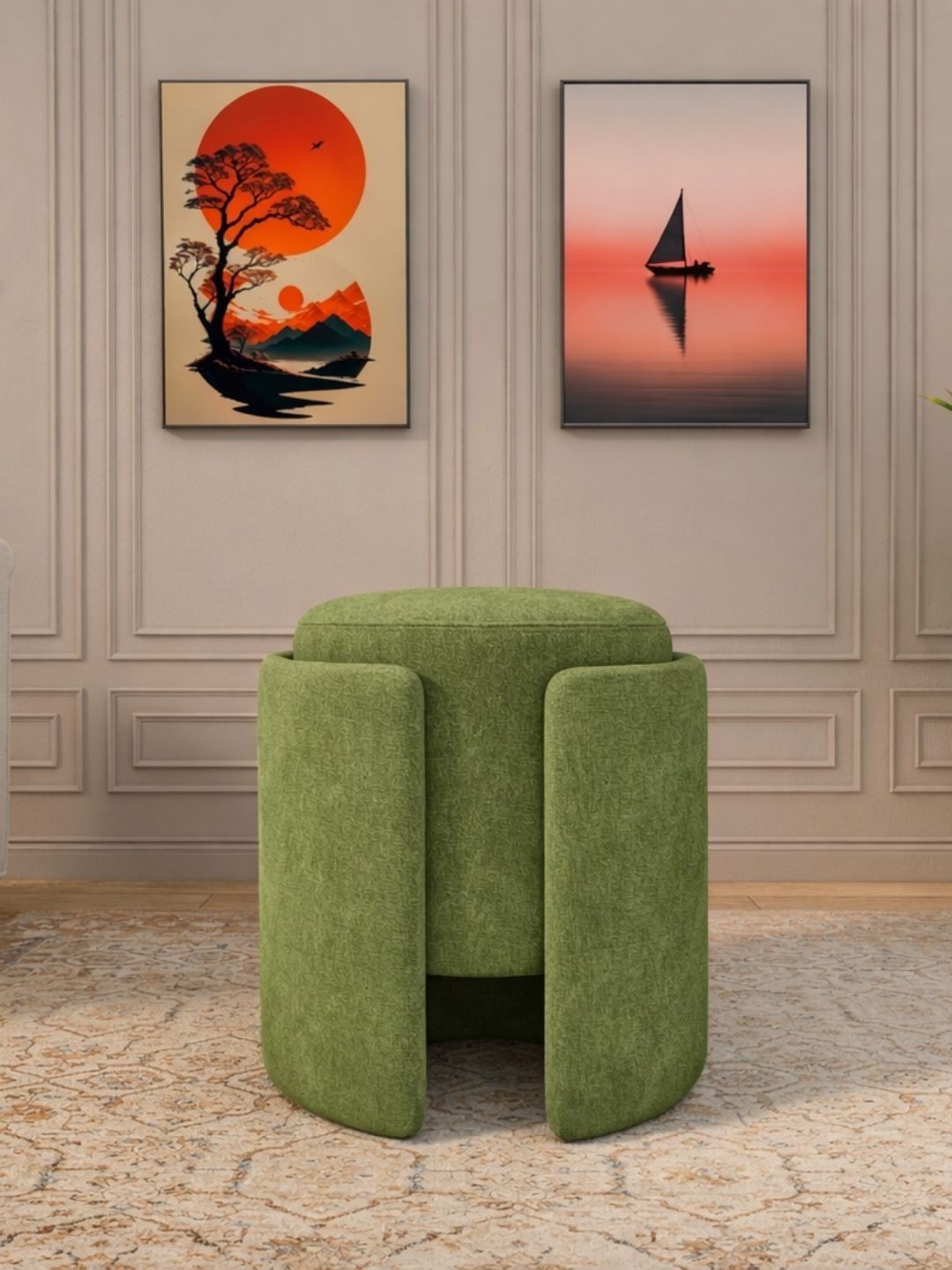 Horizontal Eight Green Round Ottomans-picture-48