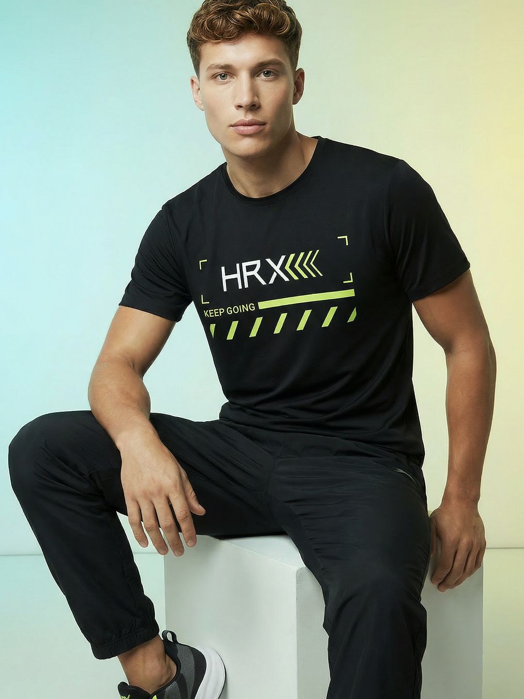 HRX by Hrithik Roshan Brand Logo Printed Rapid-Dry Training T-shirt-picture-40