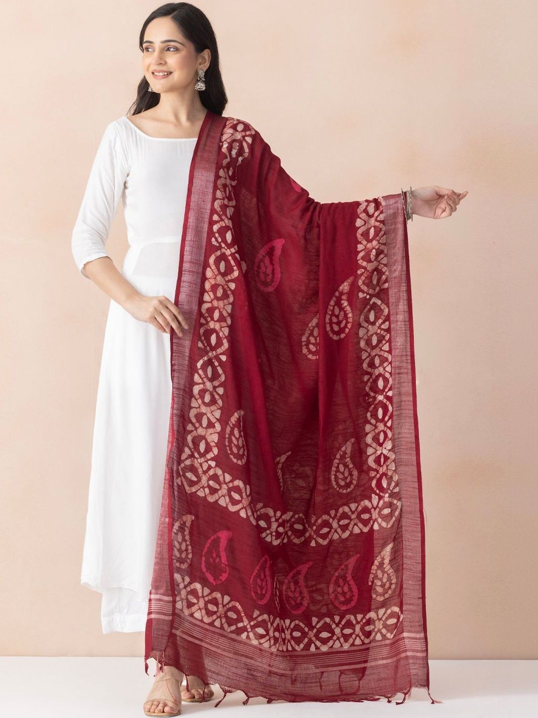 A R SILK DUPATTA HUB Woven Design Block Print Dupatta-image-28