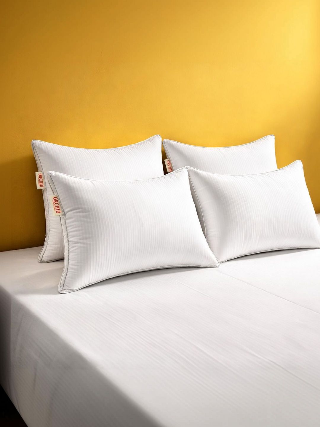 Orchid Pillows White Set of 4 Fibre Filled Cotton Ultra Soft Sleep Pillow-image-30