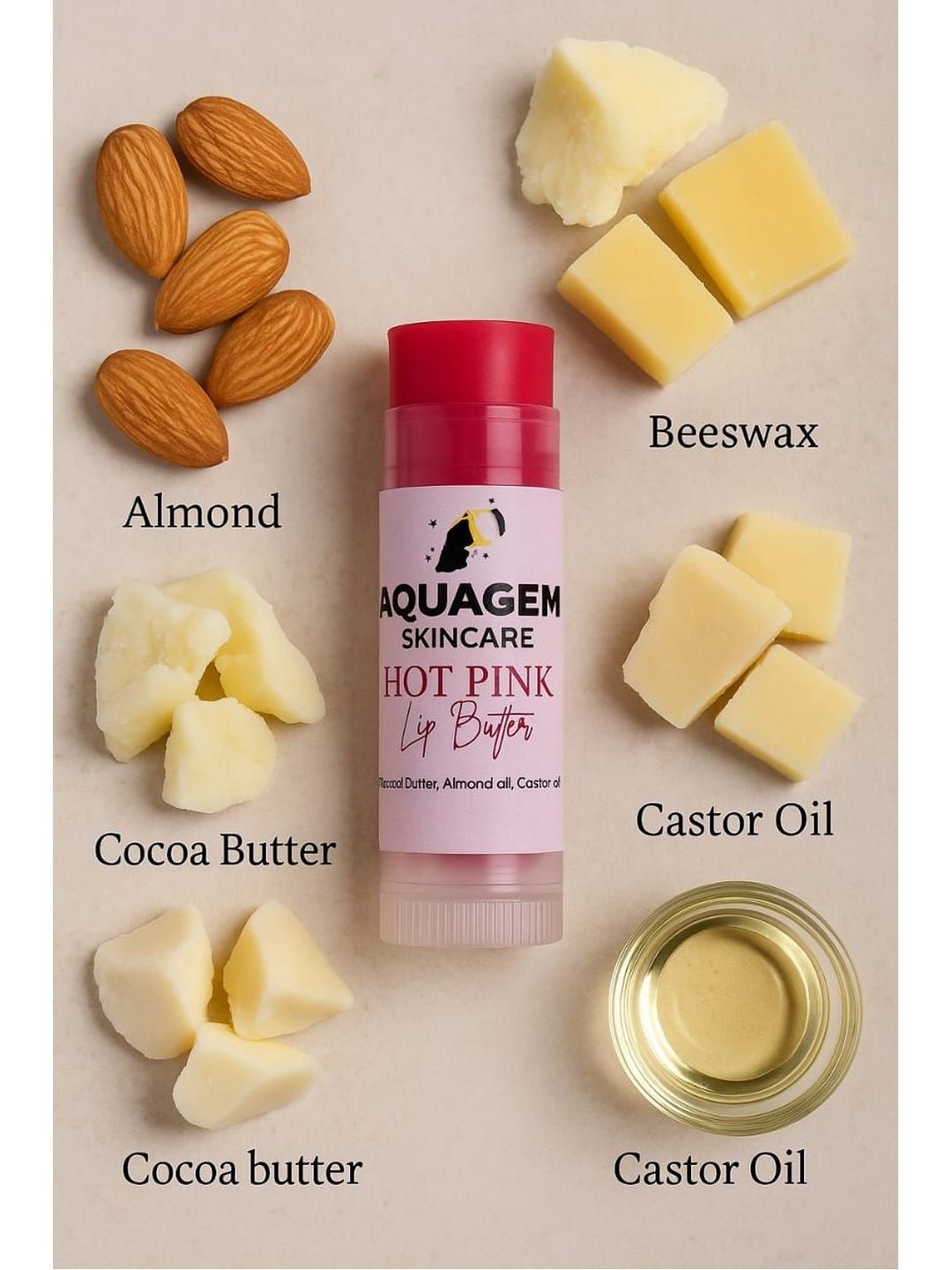 Aquagem Hot Pink Lip Butter With Castor Oil - 8 g - Baby Pink-image-4