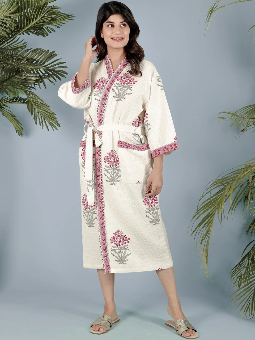 Gulaab Jaipur Printed Cotton Bathrobe-image-26