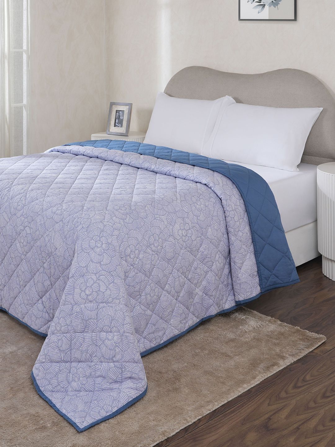 MASPAR Blue & Lavender color Printed Lightweight AC Room Double Bed Quilt-image-38