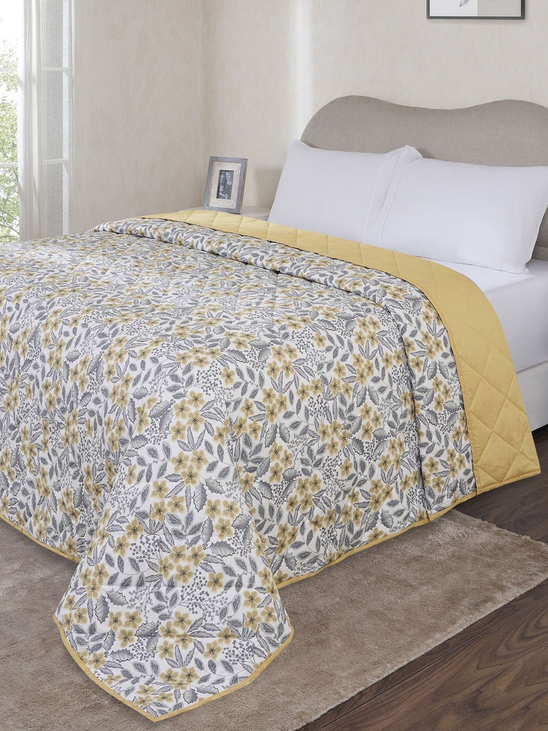 MASPAR Yellow Cotton 4 Piece Double Queen Superfine Bedding Set-image-7