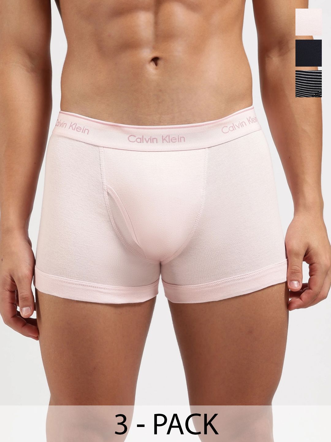 Calvin Klein Underwear Pack of 3 Cotton Assorted Solid Trunks-picture-37
