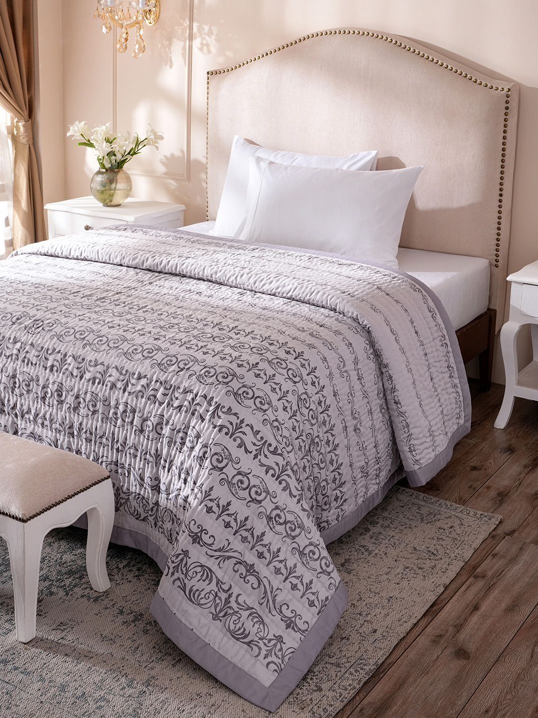 MASPAR Purple & Grey Printed Lightweight AC Room Double Bed Quilt-image-17