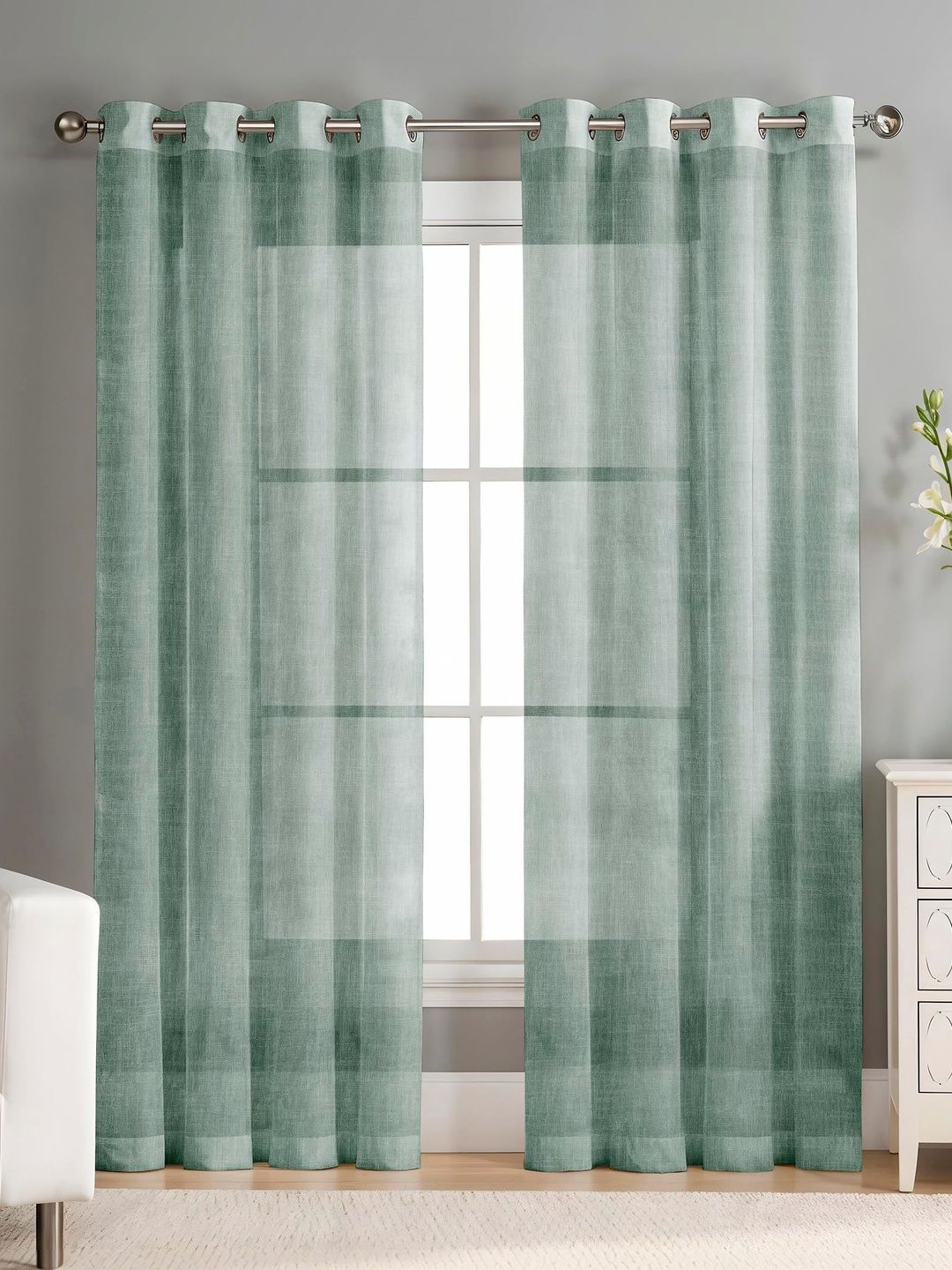 SIMPLYCURTAINS Green Set of 2 Sheer Long Door Curtain-picture-58