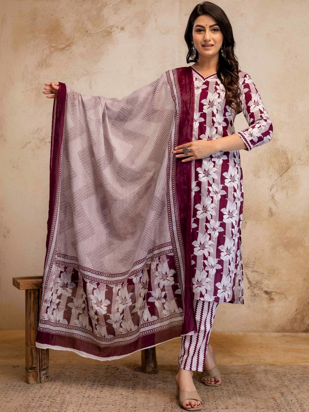 ZANETA Women Printed Pure Cotton Kurta with Trousers & With Dupatta-picture-58