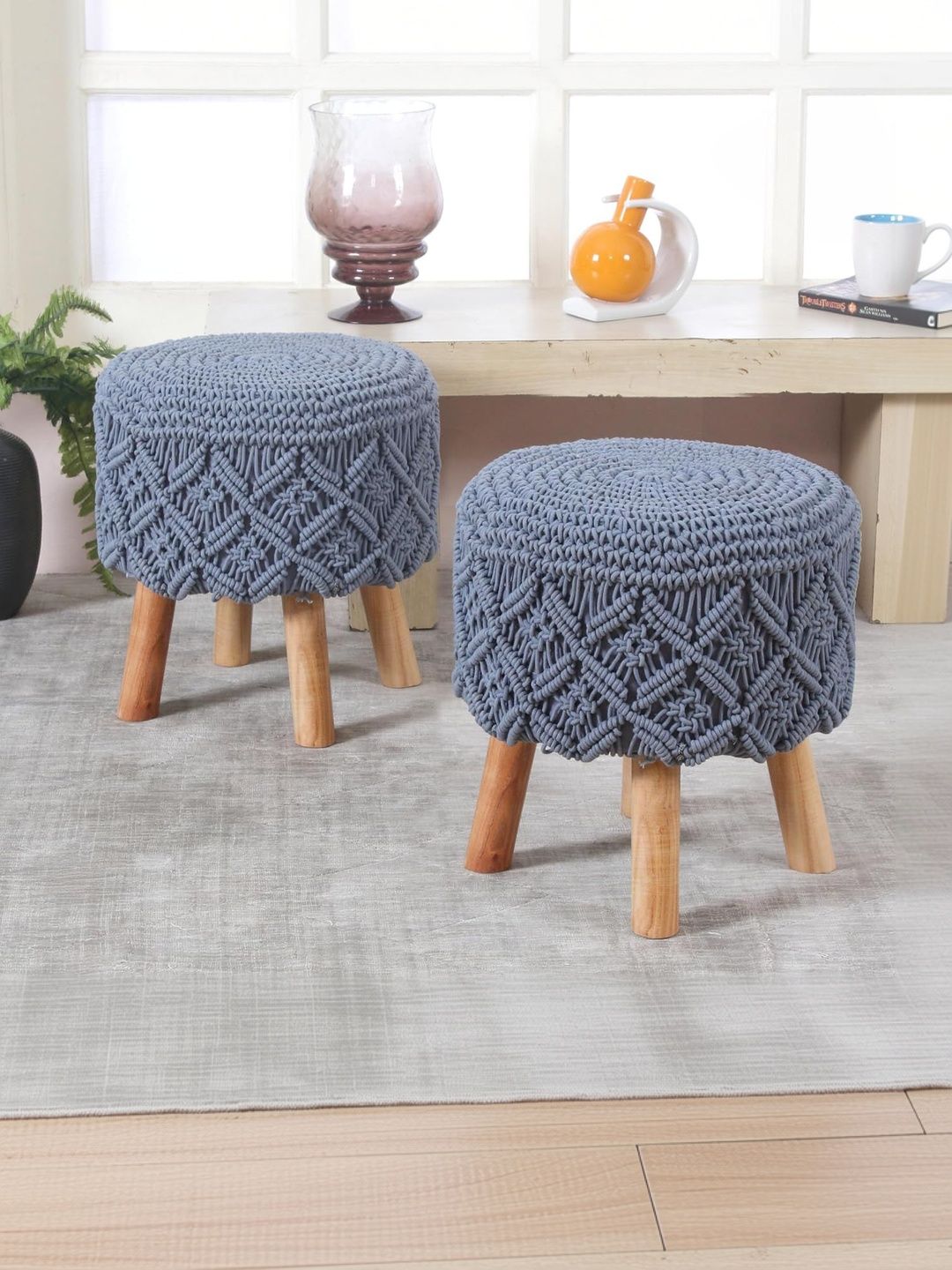 Shadowkart Grey Round Ottomans-picture-15