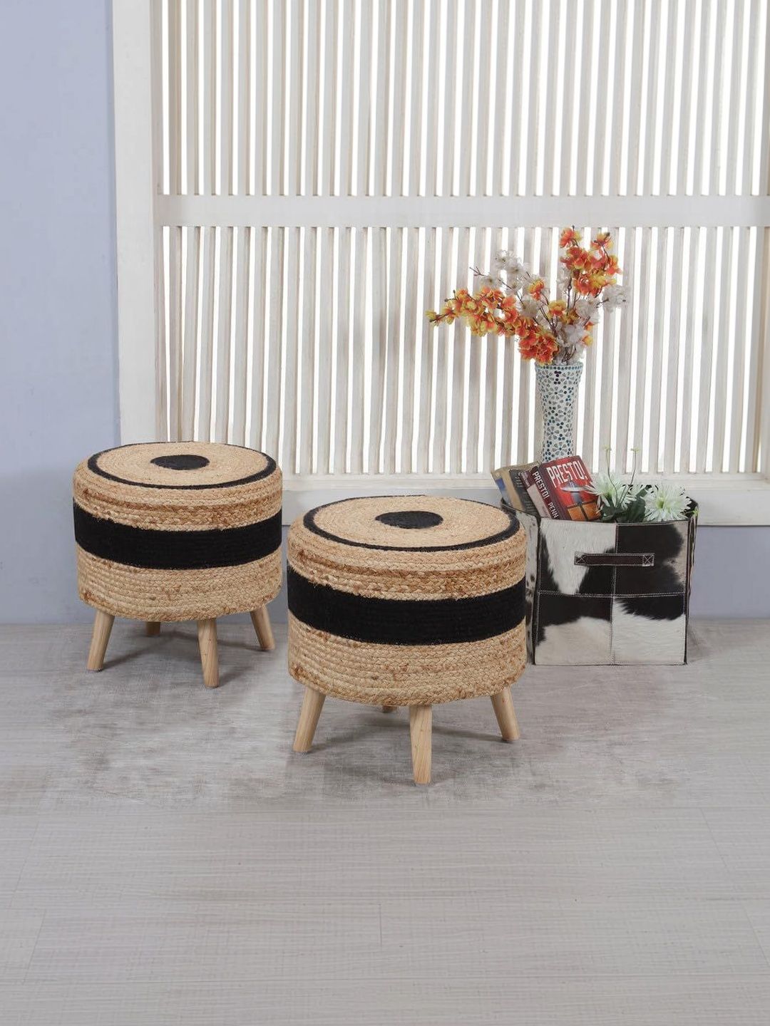 Shadowkart 2 Pieces Beige Round Ottomans-picture-18