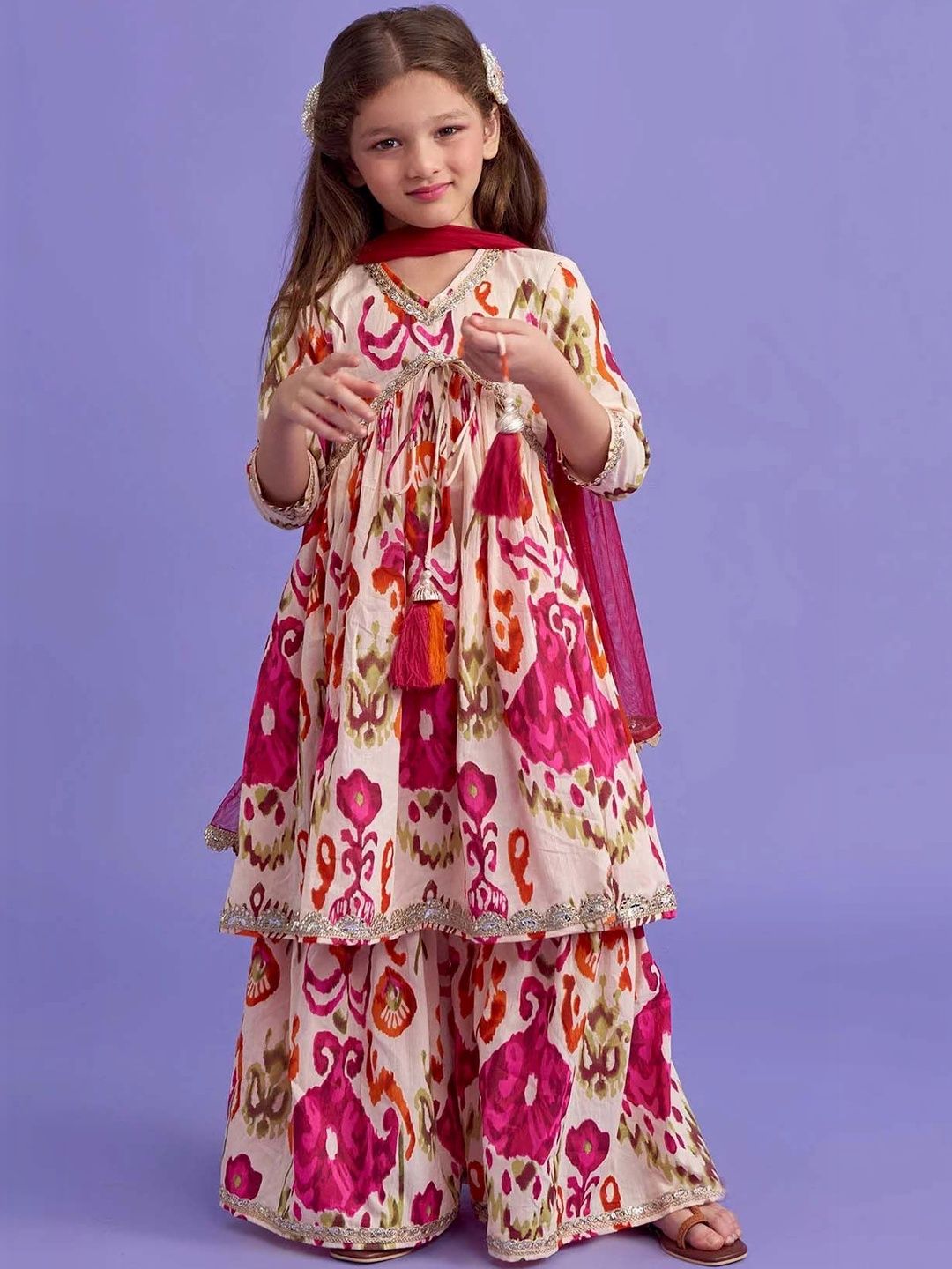 BAESD Girls Printed Regular Kurti with Sharara & With Dupatta-picture-38