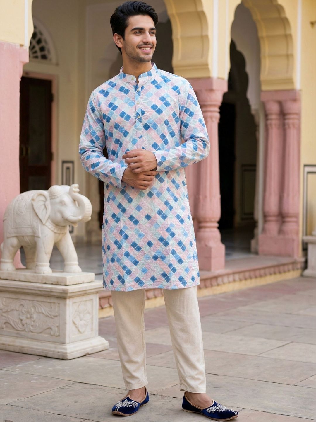 Anouk Mirage Men Printed Sequinned Kurta with Pyjamas-image-2
