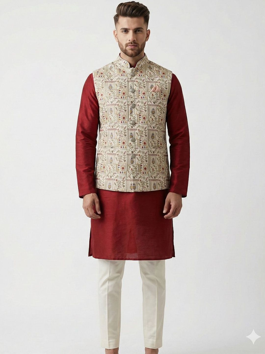 A LOYAL Printed Mandarin Collar Nehru Jackets-picture-15