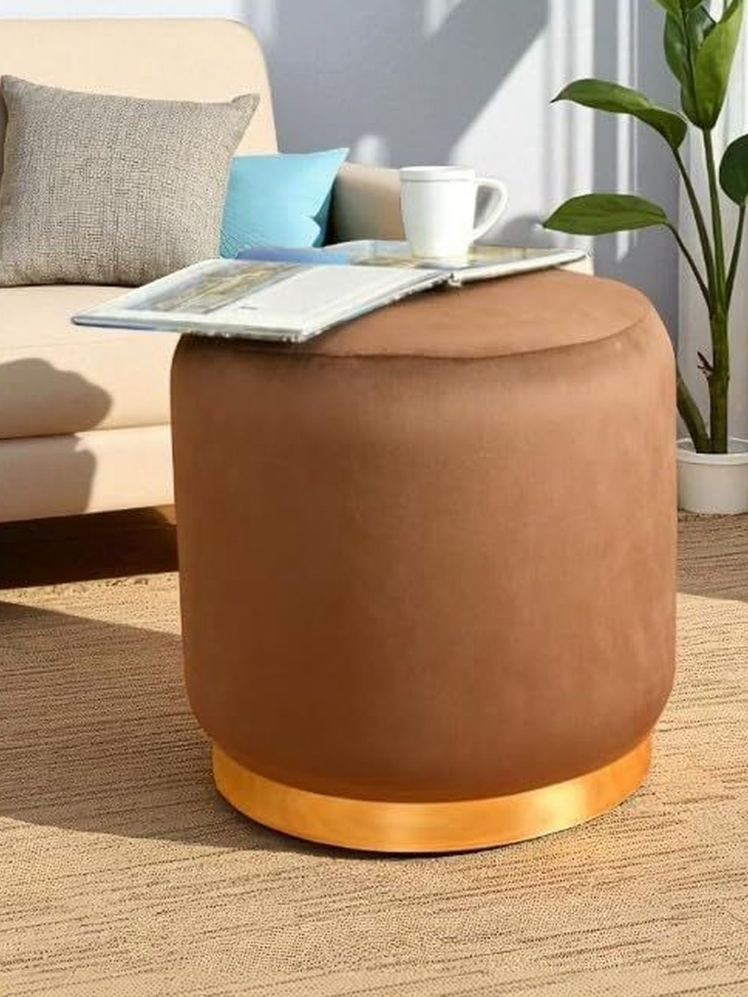 Shadowkart Brown Round Ottomans-picture-16