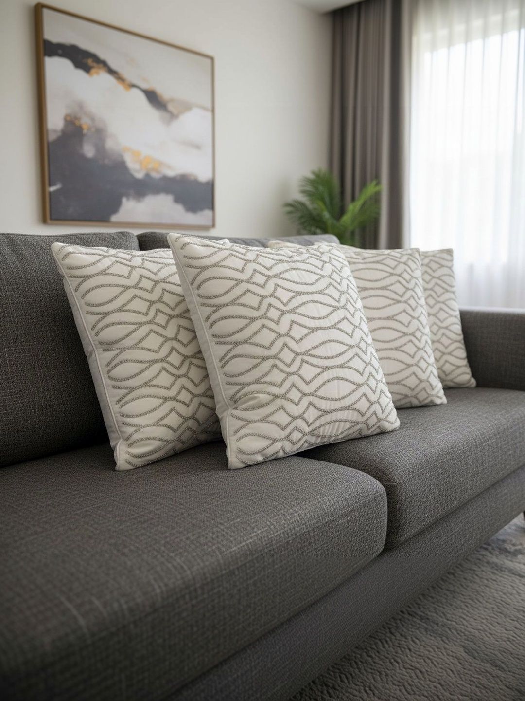 Themes Furnishings & Decor White Set of 3 Velvet Cushion Covers-image-41