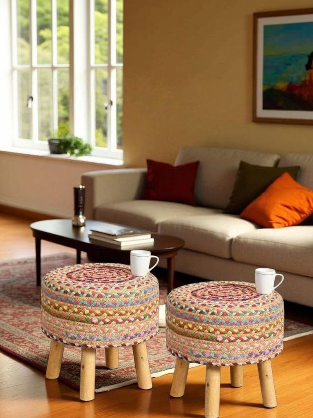 Shadowkart 2 Pieces Pink Round Ottomans-picture-31