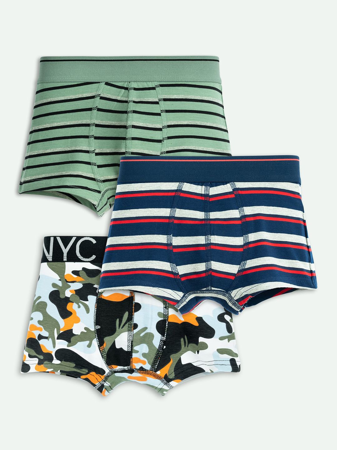 ariel Boys Pack of 3 Cotton Blend Assorted Printed Trunks-picture-25
