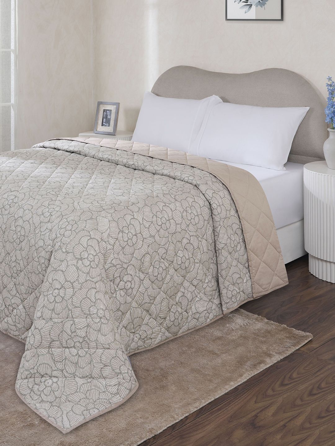 MASPAR Beige Cotton 4 Piece Double King Superfine Bedding Set-image-43