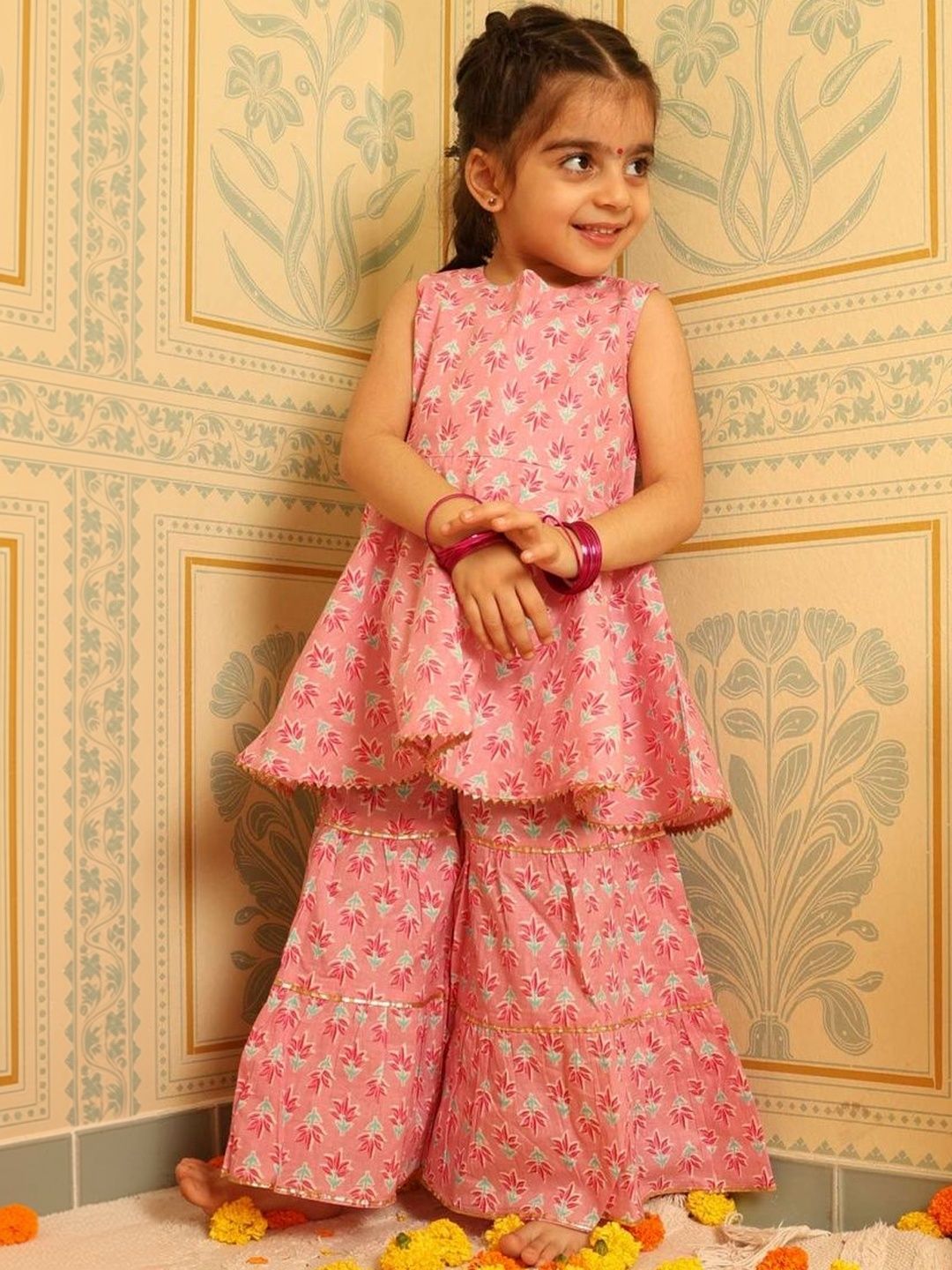 BAESD Girls Floral Printed Regular Kurti with Sharara-image-21