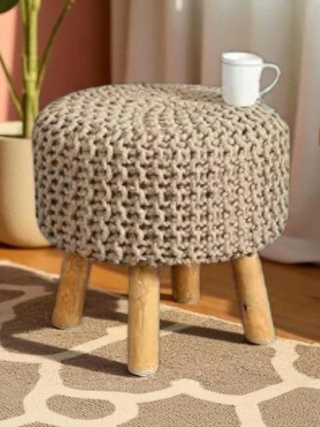 Shadowkart Beige Round Ottomans-picture-21