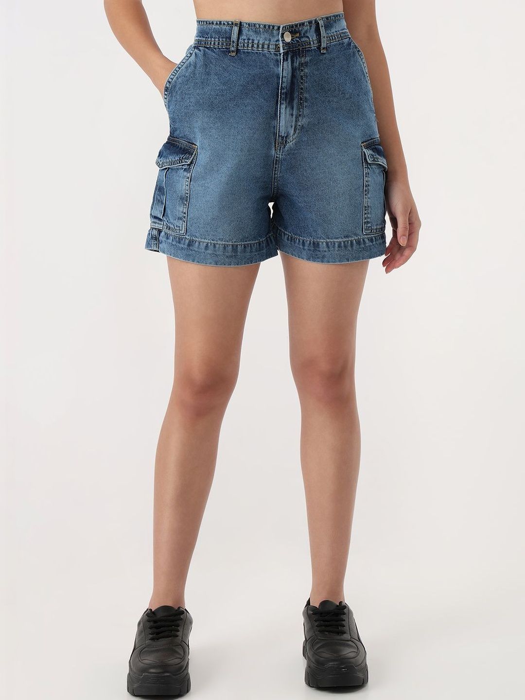 Kraus Jeans Women Slim Fit High-Rise Cargo Shorts-picture-15