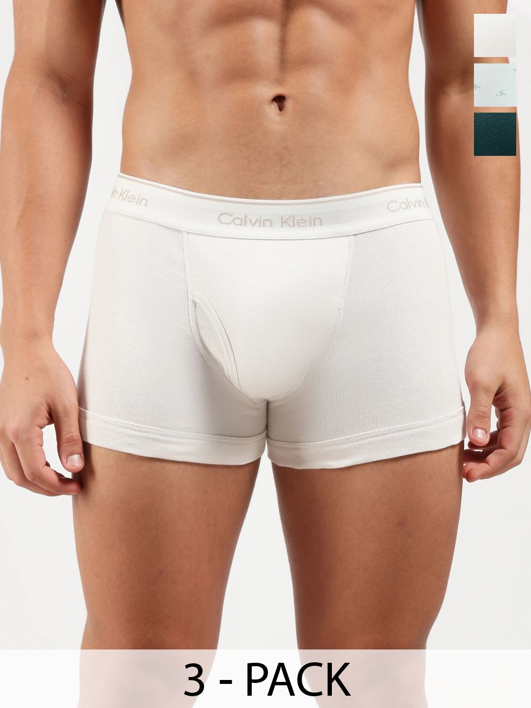 Calvin Klein Underwear Pack of 3 Cotton Assorted Solid Trunks-picture-38