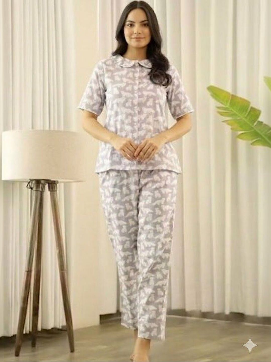 Fabinn Women Animal Printed Regular Top with Pyjamas-image-34