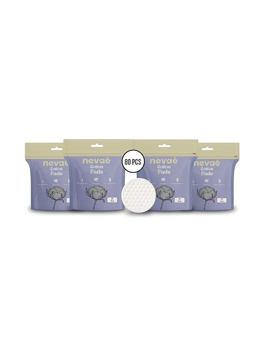 Nevae Set Of 4 Double-Sided Pure Cotton Pads - 20-Pcs Each-image-39